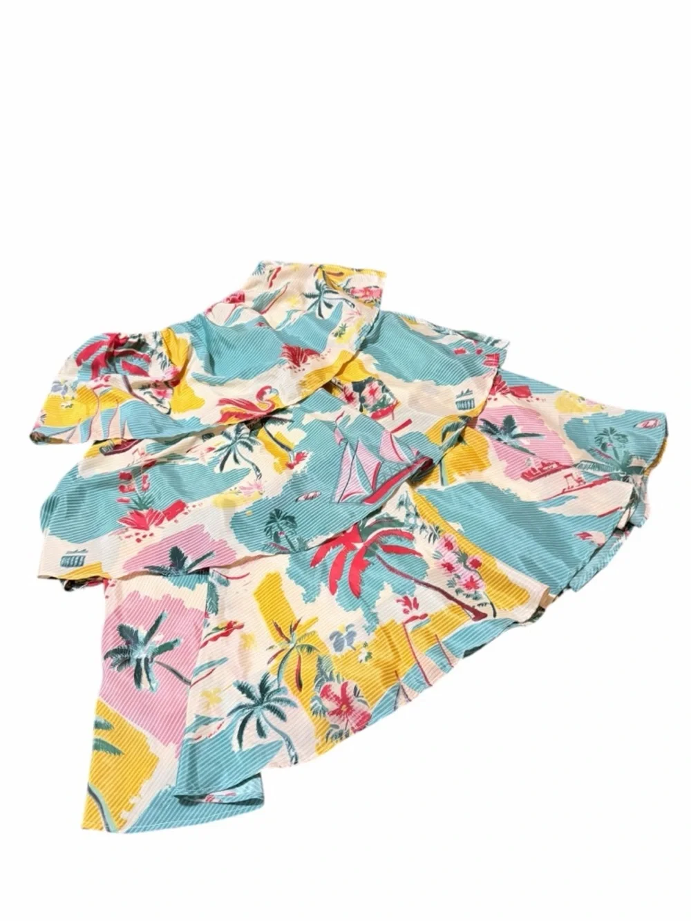 💙 True Destinations tropical collection Ruffle Tiered Mini dress